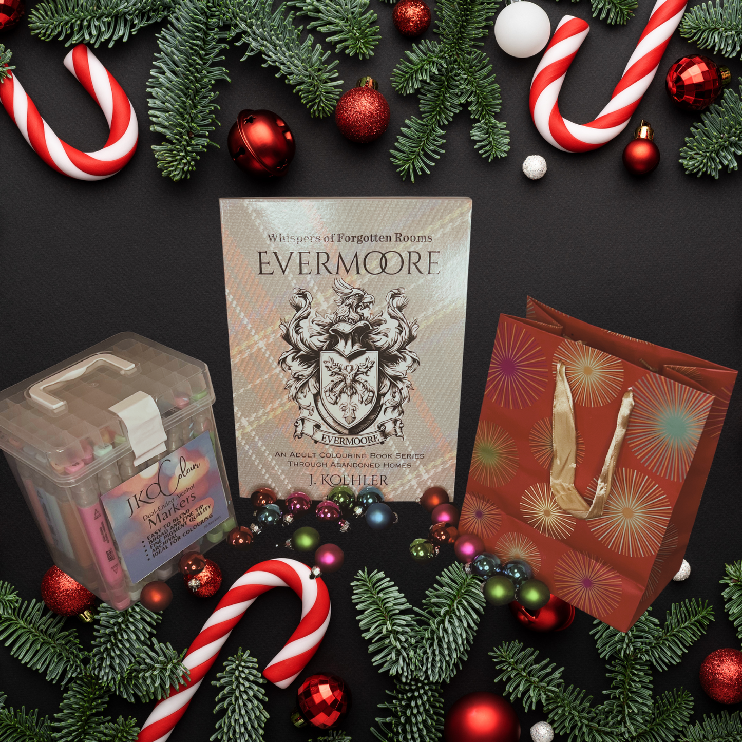 EVERMOORE DELUXE GIFT BUNDLE — 48 Dual-Tipped Alcohol Markers + Colouring Book